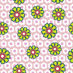 Abstract Retro Peony Flowers Seamless Pattern Trendy Fashion Colors Perfect for Allover Fabric Print or Wrapping Paper Minimal Vector Stylish Elegant Design