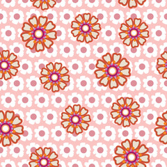 Abstract Retro Peony Flowers Seamless Pattern Trendy Fashion Colors Perfect for Allover Fabric Print or Wrapping Paper Minimal Vector Stylish Elegant Design