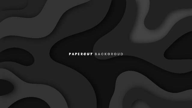 Abstract background with black and gray paper cut wave style