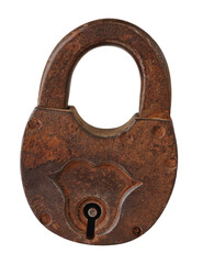 Old rusty padlock cut out