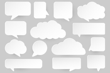 Speech bubbles in paper style on the gray background