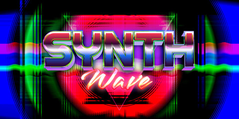 Synth wave editable text effect retro style with vibrant theme concept for trendy flyer, poster and banner template promotion