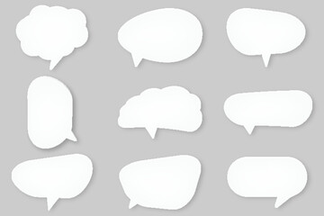 Speech bubbles in paper style on the gray background