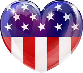 American flag love heart