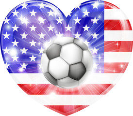 Naklejka premium American soccer heart flag