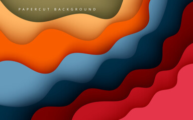 Obraz premium abstract red blue orange and soft brown papercut overlap layers dimension background. eps10 vector