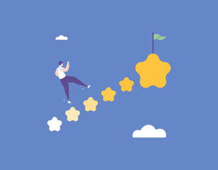 Progress from start to finish and success. challenge to advance and win the competition. business development or improvement. Entrepreneurs strive to reach the top and achieve targets. rating