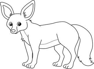 Fototapeta na wymiar Bat-Eared Fox Animal Isolated Coloring Page 