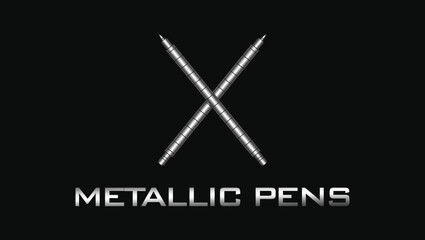 Metallic Pens Logo Creative Design Template
