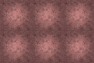 Seamless pattern with interesting doodles on colorfil background. Pano. Raster illustration.