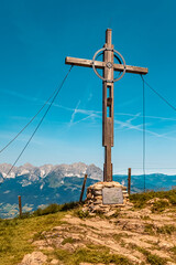 Beautiful alpine summer view at the famous Kitzbueheler Horn summit, Kitzbuehel, Tyrol, Austria