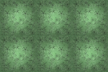 Seamless pattern with interesting doodles on colorfil background. Pano. Raster illustration.