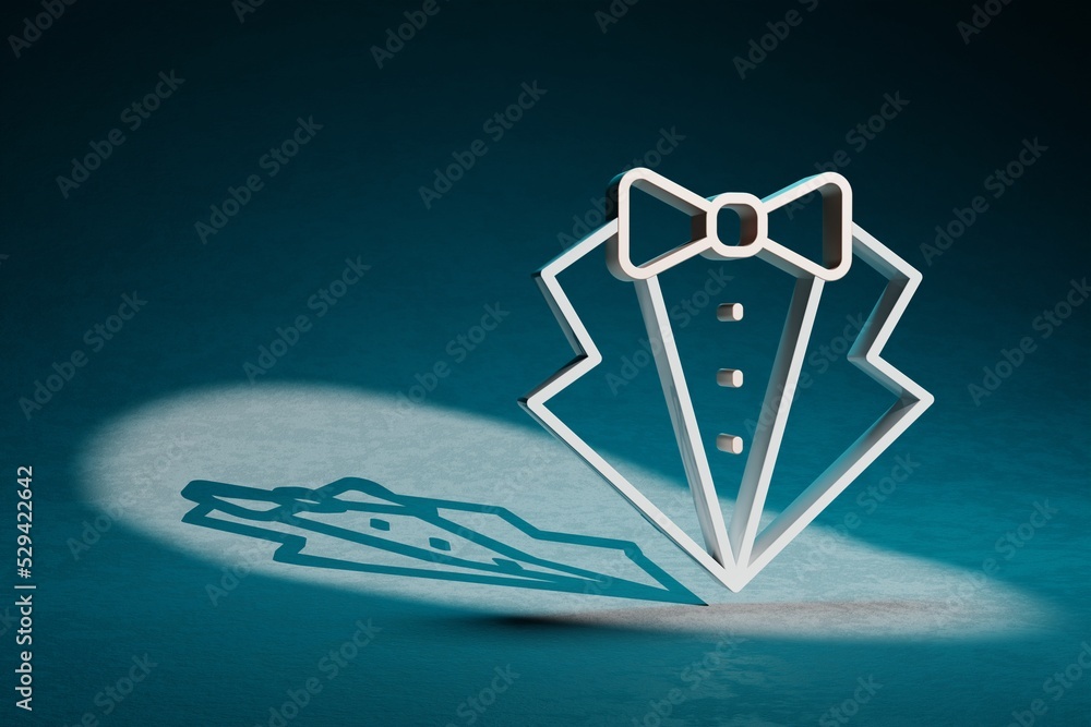 Poster beautiful abstract illustrations tuxedo symbol icon on a dark blue background. 3d rendering illustra