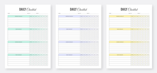 Daily Checklist Planner Template. Daily Productivity Planner Design. Life & Business Planner Templates. Minimalist Planner Pages Template. Printable Planner Set Template.