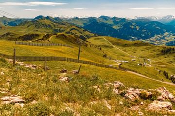 Fototapeta na wymiar Beautiful alpine summer view at the famous Kitzbueheler Horn summit, Kitzbuehel, Tyrol, Austria