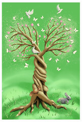 Paradise flowering tree. Stock  illustration