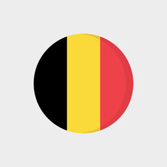 Fototapeta premium Flat icon flag of Belgium in circle symbol isolated on white background. Vector illustration.