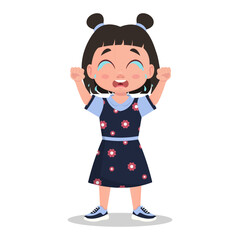 The child is crying, the girl is in tears. Sheds tears. Vector illustration