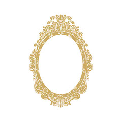 Vertical frame. Vintage golden frame made of flowers, patterns with copy space. For wedding invitations, cute card gifts