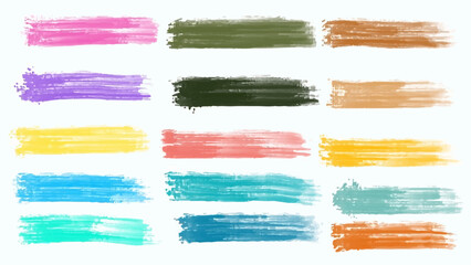 Set of pastel colorful watercolor brush isolate on white, vector.