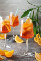 Glasses with aperol spritz cocktail	
