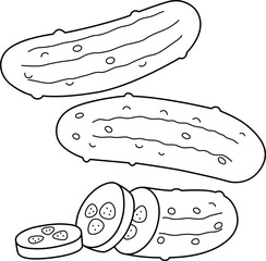 Pickle Vegetable Isolated Coloring Page for Kids