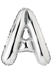 Letter A in Siver mylar balloon isolated on transparent