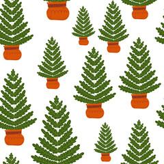 Christmas and Happy New Year seamless pattern. Trendy retro style. Vector design template.