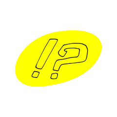 Exclamation mark and question mark on yellow background, drawing