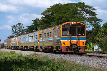 Fototapeta na wymiar Diesel railcar on the railway