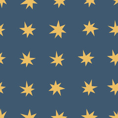 Starry Night Seamless Repeat Vector Pattern Sun Stars Moon