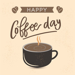 Happy Coffee Day, background, vector, Illustration, coffee, breakfast