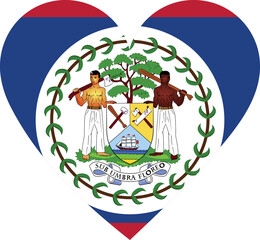 Belize flag in the shape of a heart.