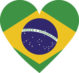 Brazil flag in the shape of a heart.