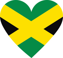 Jamaica flag in the shape of a heart.