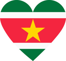 Suriname flag in the shape of a heart.