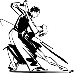 the vector sketch of the Argentinian tango dancers