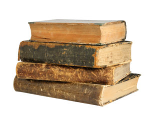 Stack of old books cut out