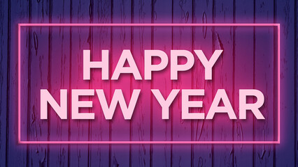 Obraz premium Happy new year typography with neon color background, attractive color on happy new year text. 