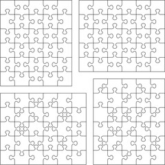 Jigsaw puzzle blank templates 5x6 and 6x5 of various cutting guidelines.
