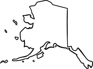 Hand drawn outline of Alaska US state. Isolated on transparent background