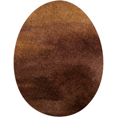Fototapeta Brown watercolor Easter egg. Oval shape for design. Transparent PNG Clipart obraz