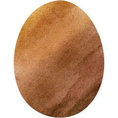 Brown watercolor Easter egg. Oval shape for design. Transparent PNG Clipart
