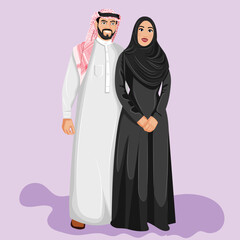 love concept. Young loving smiling Arabian couple enjoying time together vector illustration.