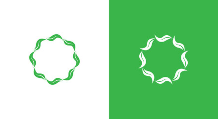 Leaf Circle Logo Concept icon sign symbol Element Design. Herbal, Natural Products, Cosmetics, Ecology, health Care, spa, yoga Logotype. Vector illustration template