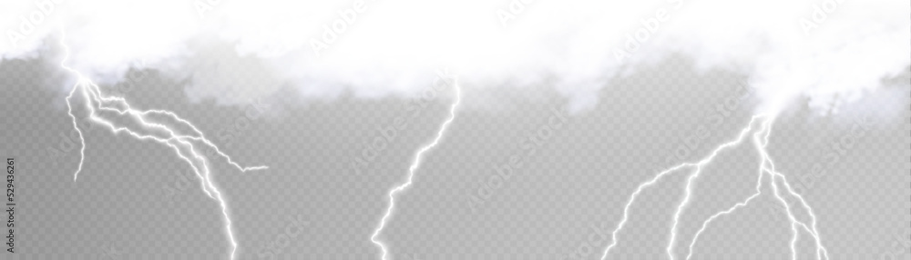Aufkleber Lightning strike from a thundercloud. Editable Vector Illustration