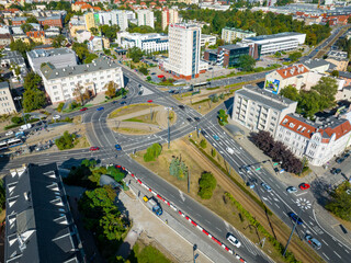 Fototapeta na wymiar Bydgoszcz. Aerial View of City Center of Bydgoszcz near Brda River. The largest city in the Kuyavian-Pomeranian Voivodeship. Poland. Europe.