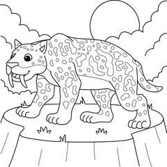 Smilodon Animal Coloring Page for Kids