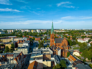 Torun. Aerial View of Old City of Torun. Vistula ( Wisla ) River with Bridge and Historical...