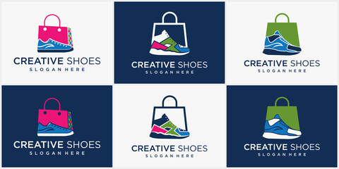 Shoes, Sneaker, boots Shoes Store Logo, Men's shoes vector sports style shoes Logo Template Design